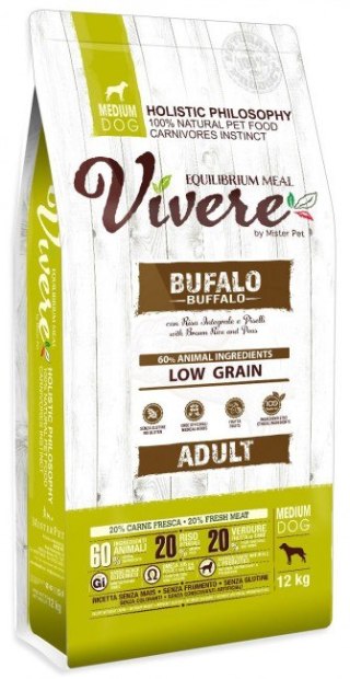 Vivere Dog Medium Adult Buffalo 3kg Karma Monobiałkowa z Bawołem