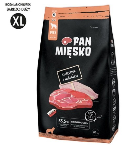 Pan Mięsko Karma sucha dla psa - cielęcina i indyk chrupki XL 9kg