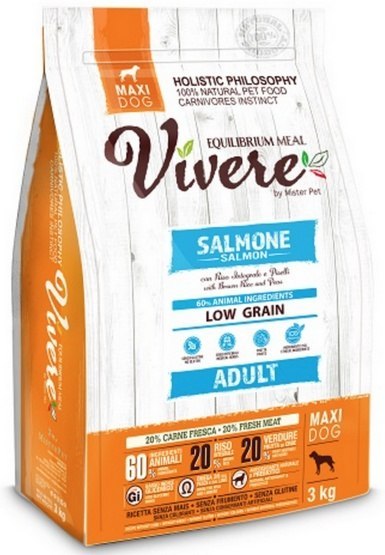 Vivere Maxi Adult Salmon 3kg Karma Monobiałkowa z Łososiem dla dużych ras [termin ważności: 17.09.2026]