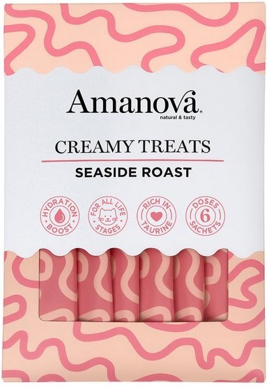 Amanova Cat Creamy Treats Seaside Roast Tuna & Chicken liver - tuńczyk i wątróbka 6x15g