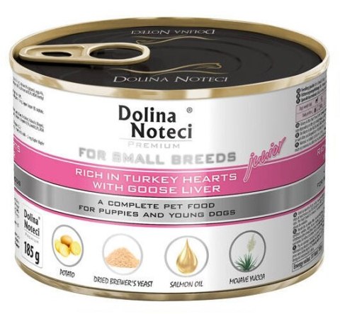 Dolina Noteci Premium Pies Mały Junior serca indyka i wątróbka z gęsi 185g